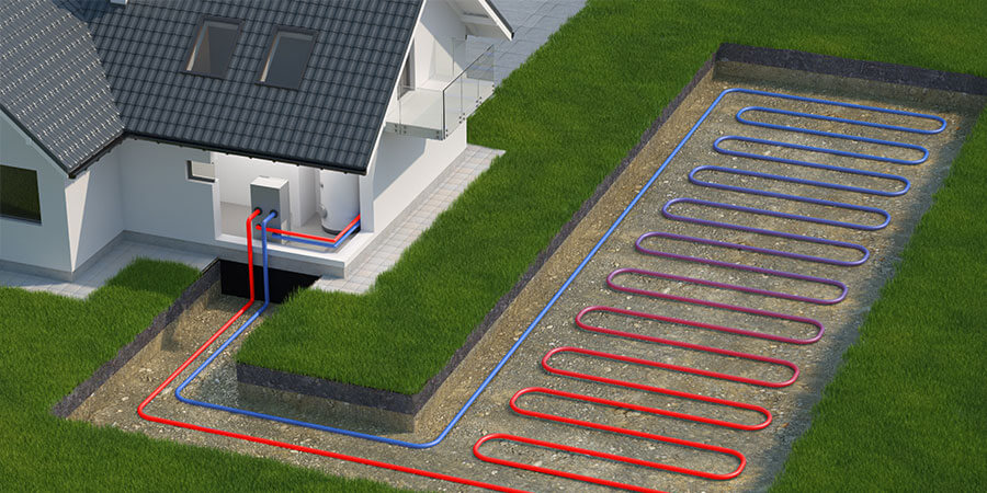 illustration of geothermal coils underground